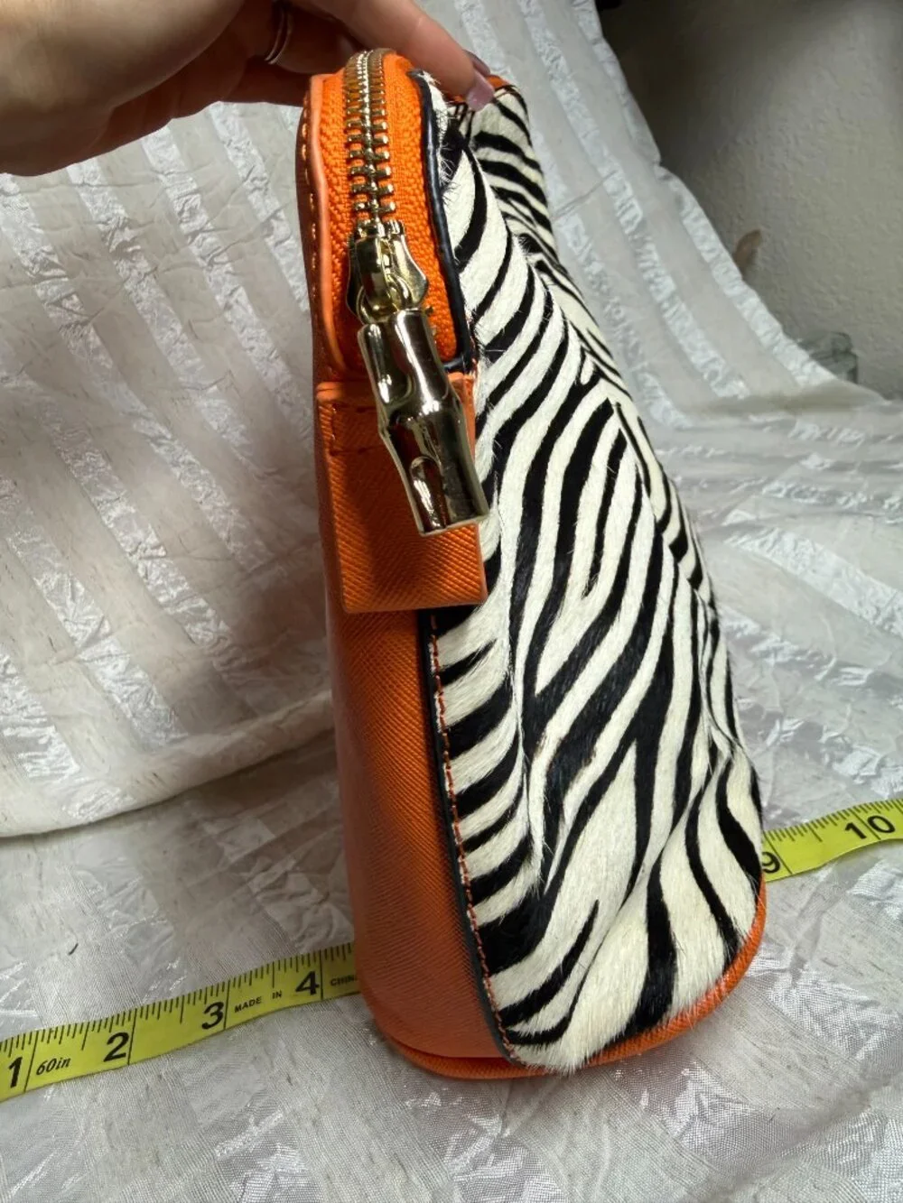 Toss Designs Madagascar Zebra Print Orange Cosmetic Makeup Bag Pouch